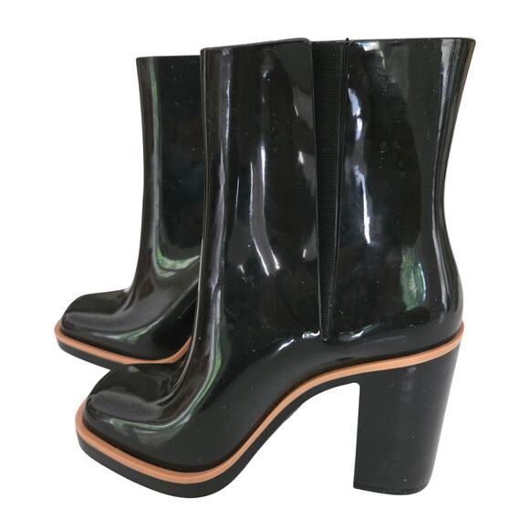 Melissa Classic Chunky Heel Waterproof Rain Boot in Black & Tan, US 8, EU 39 - Picture 1 of 10